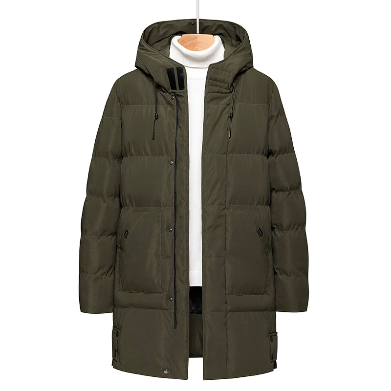 Long Jacket for Men Hooded Oversize M-8 XL Black Puffer Down Coat Windproof Outwear Business Hombre