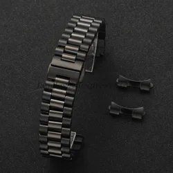Premium Stainless Steel Watchband Replacement - Arc Interface Wristband Bracelet - 18mm (Black)