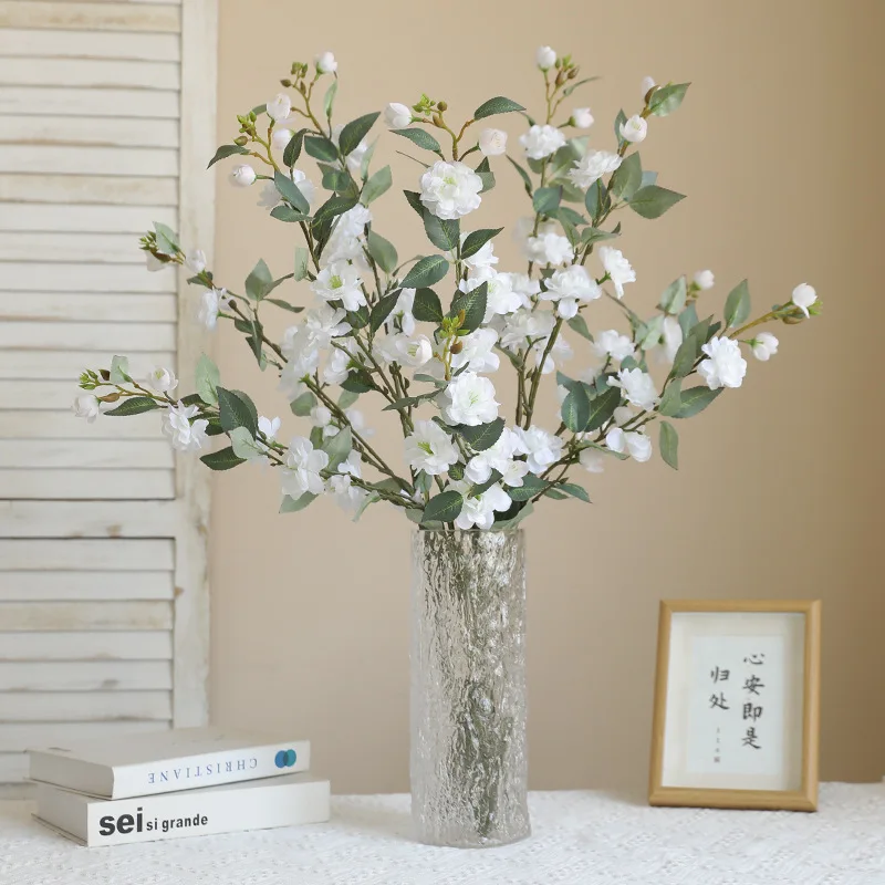 Artificial Single Branch Camellia Silk Flower for Home Decoration & Photography Props - Chinese Retro Style, 90cm