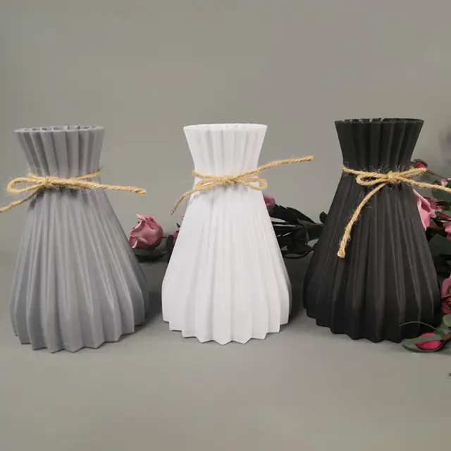 Fehér Rattan-Szerű Műanyag Váza Rattan Virág Nélkül Nélküli Dekorációs Divatvirágok - Image 5