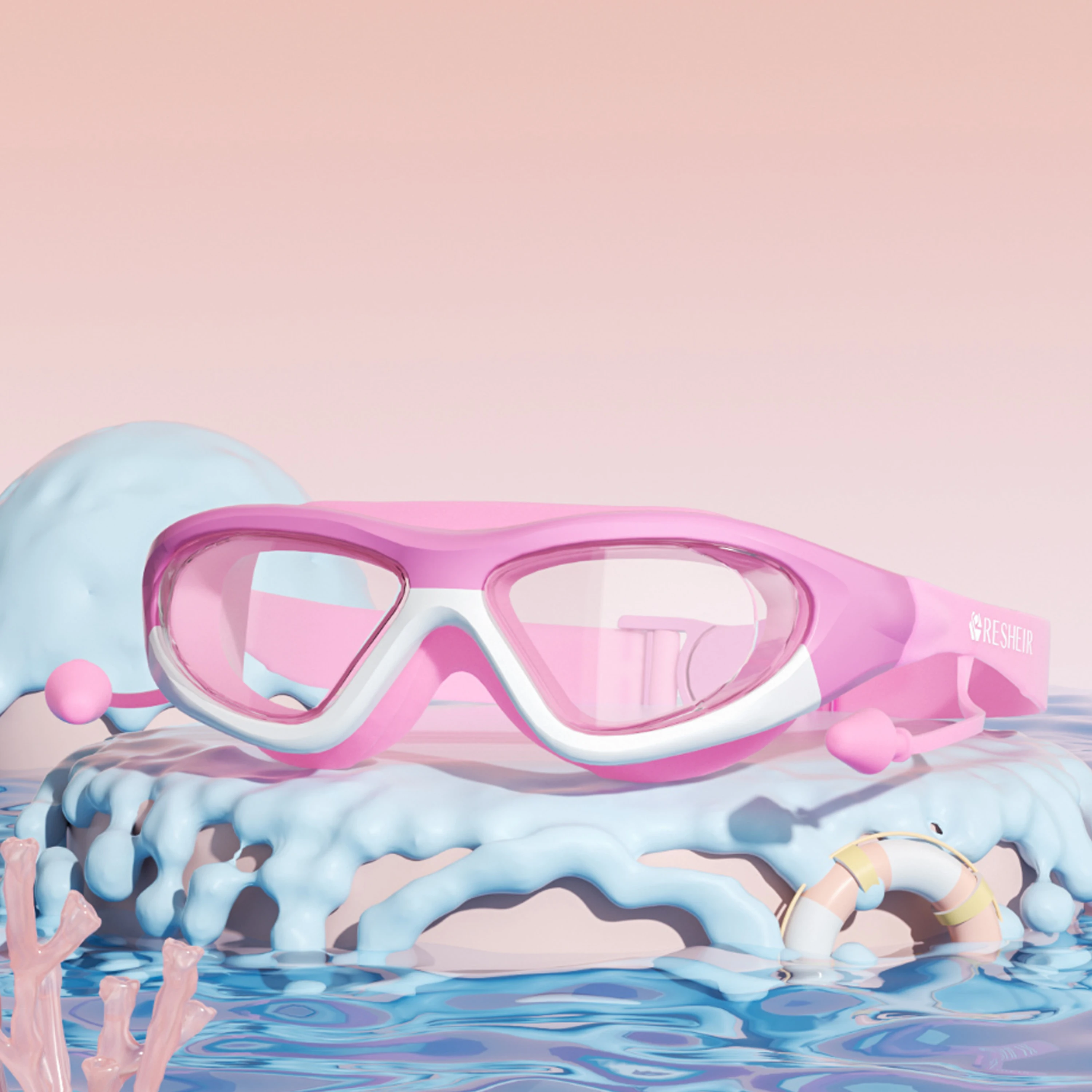 Children's Swimming Goggles Waterproof And Anti Fog High-definition Diving Goggles With Integrated Earplugs Boys And Girls