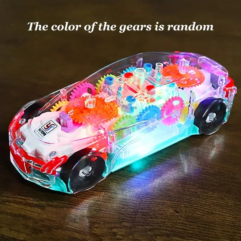 

Transparent Gear Toy Car Color Light Electric Music Universal Concept Car, Universal Driving Car Children's Toy Car Children's B