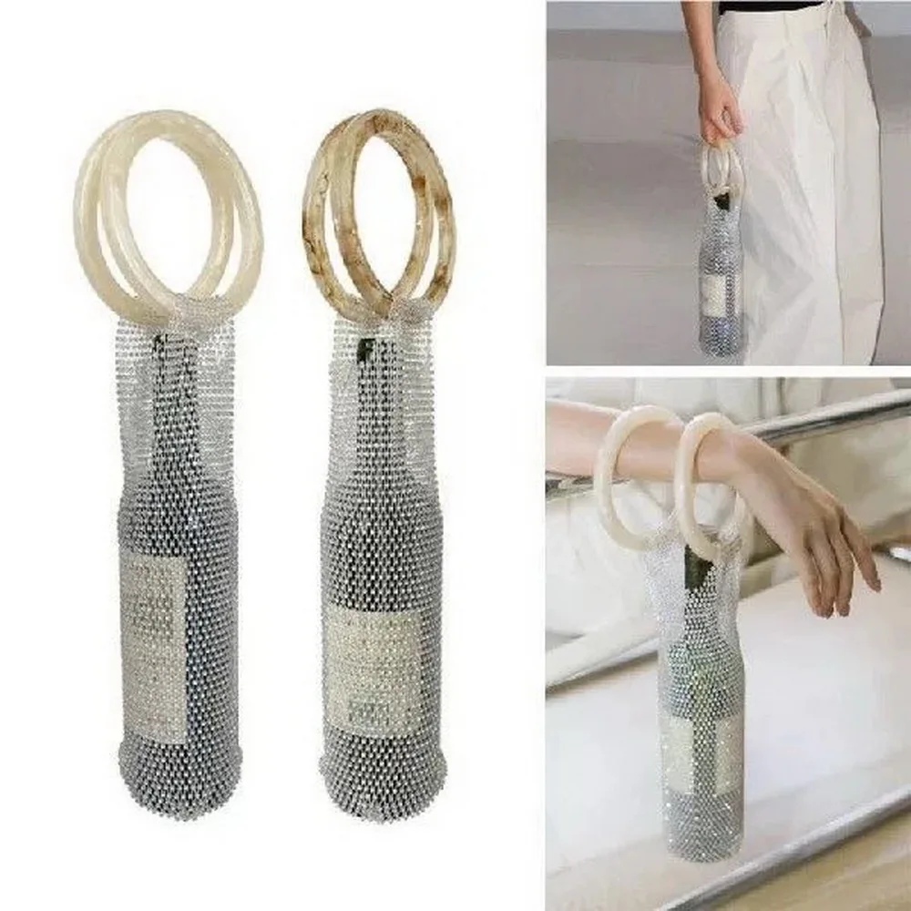 Sac à Vin Diamant Strass - Emballage Cadeau Luxe Pour Bouteille 750ml - Poignée Confortable - Idéal Mariage, Fiançailles, Cadeau Chic