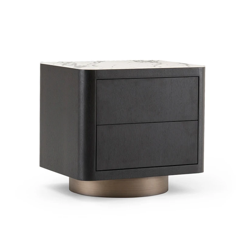 

Italian minimalist slate solid wood bedside table, smoked sideboard, light luxury, Nordic bedroom storage cabinet, designer mode