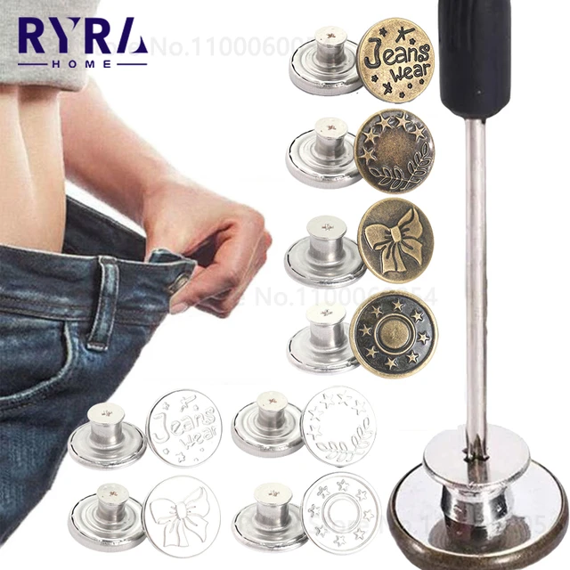 5pcs Metal Buttons Snap Fastener Pants Pin For Jeans Waist Adjustable  Button No Sewing Pants Buckles Screw Nail Accessories - AliExpress