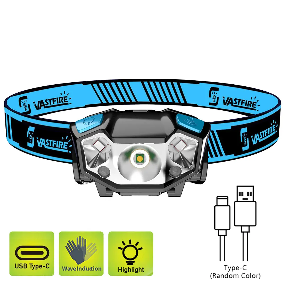 Lampe frontale LED haute luminosité, lampe frontale à détecteur de mouvement, lampe frontale portable pour la pêche et le camping en extérieur, lampe de travail