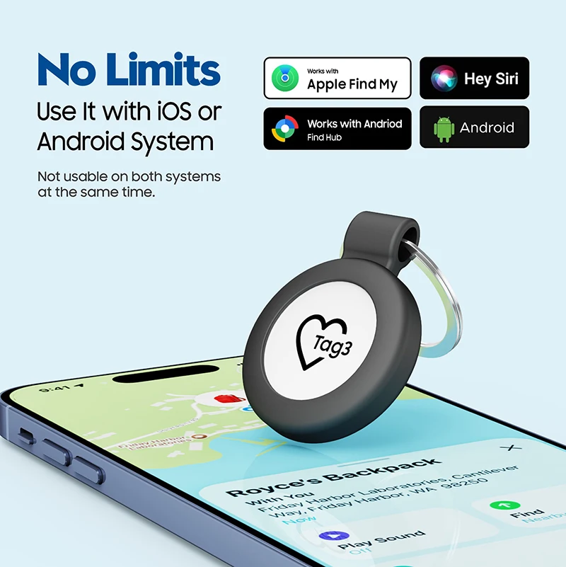 iOS 안드로이드용 스마트 트래커 태그 분실 방지 GPS 애완동물 열쇠 수하물 찾기 애플 찾기 및 구글 내 장치 찾기 네트워크와 호환