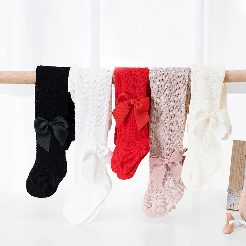 0-3Years Kids Baby Tights For Girls Lace Mesh Thin Toddler Tight Summer Fashion Bow Cotton Children's Girl Princess Pantyhose