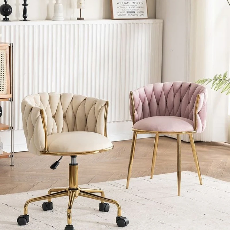 Luxury Makeup Chair Bedroom Vanity Stool Home Dressing Table Chair with Backrest Study Desk Computer Manicure Chair Design