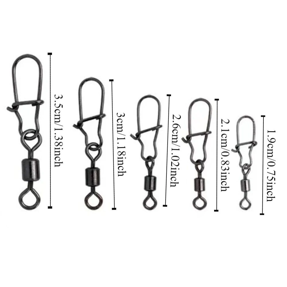 50pcs/100pcs Bearing Rolling Swivel Snap Connector Tackle Buckle 360 Rotate Rolling Fishing Bearing Reinforced with Fast Lock