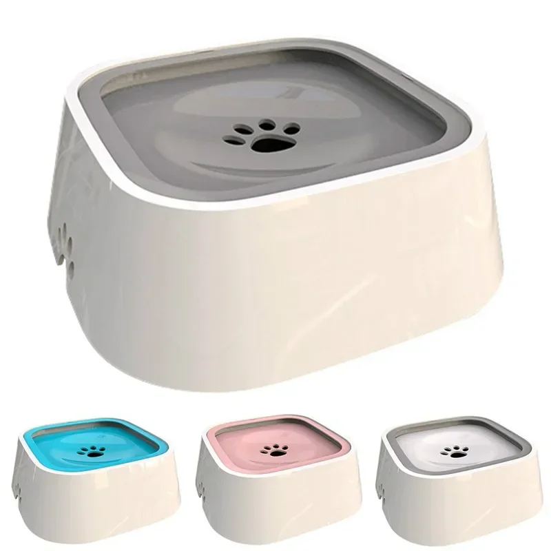 

1.5L Pet Dog Bowls Floating Not Wetting Mouth Cat Bowl No Spill Drinking Water Feeder Plastic Portable Dog Bowl