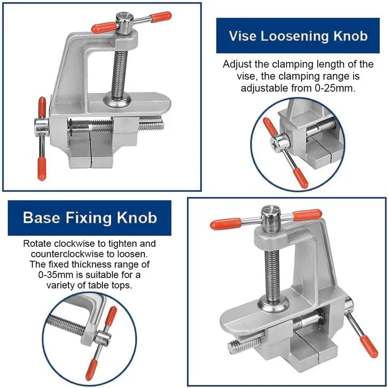Mini Bench Vise Hobby Clamp Tool 3.5" Aluminum