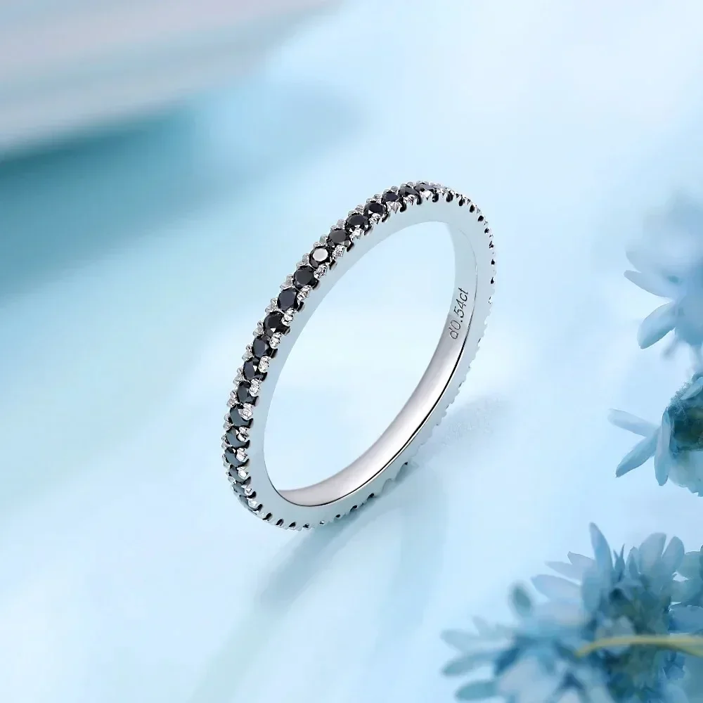 Anillo LinkerLove Eternity De Moissanita Negra, Alianza De Boda De Plata De Ley S925 Para Mujer, Anillos De Diamant Chapados En Oro De 18 Quilat, Joyería Fina - AliExprs