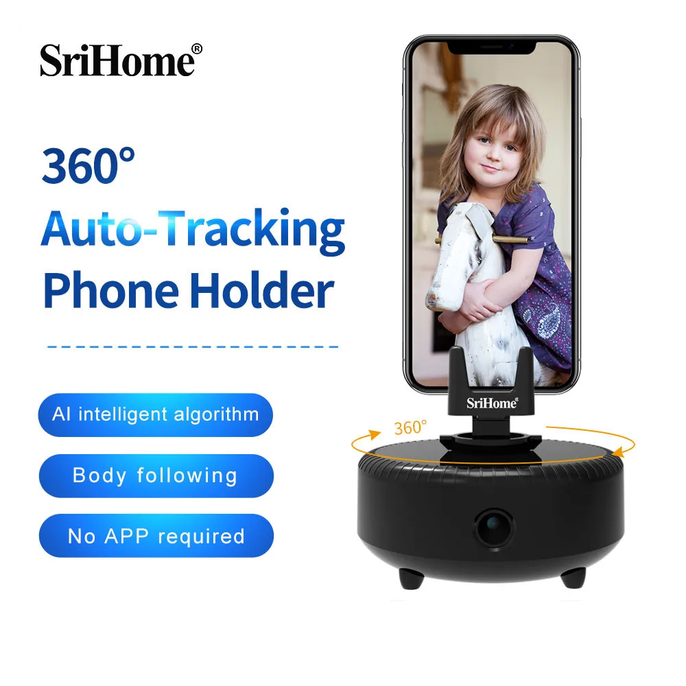 Srihome SH007 360 Degree Face Tracking Gimbal Stabilizer AI Robot Auto Cameraman Phone Holder Auto Motion Smart Follow Bracket