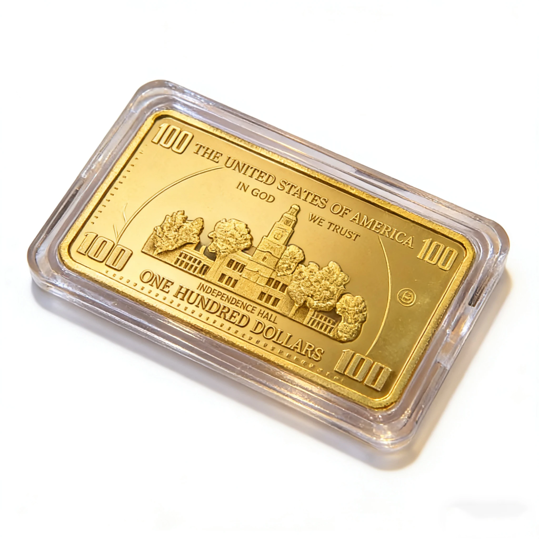 Gold Plated US Dollar Bill Commemorative Bar 1oz Collectible Souvenir 5&times;3cm Art Craft Gift for Coin Enthusiasts
