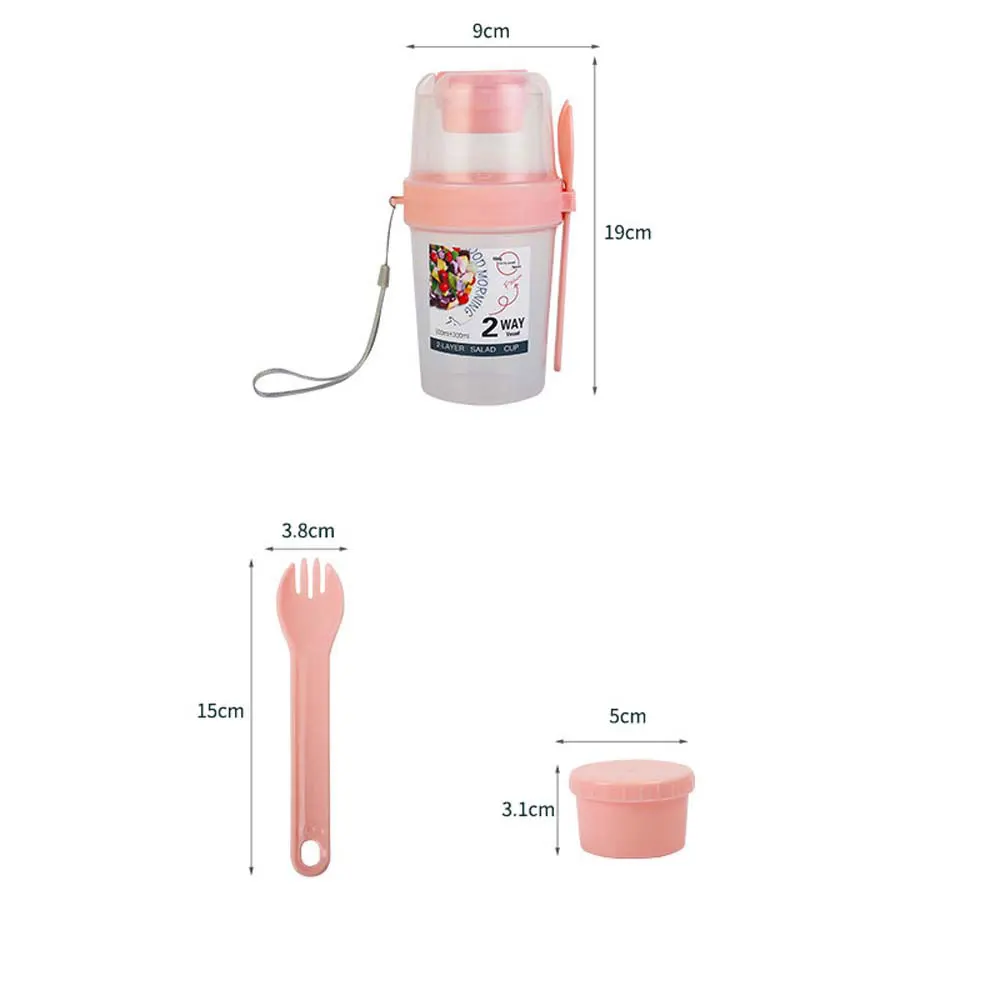 휴대용 샐러드 컵 더블 오트밀 컵 요구르트 너트 지방 감소 야채 과일 상자 컵 뚜껑 숟가락 아침 식사 컵 도시락 상자