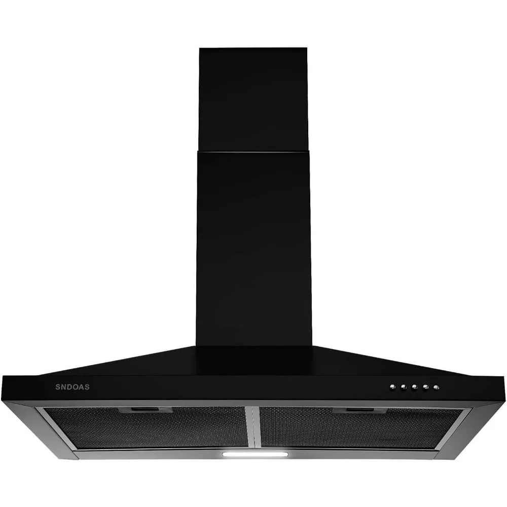 Black Range Hood 30 inch,Hood Vents for Kitchen with Ducted/Ductless Convertible,Vent Hoods 30 inch,Wall Mount Ductless
