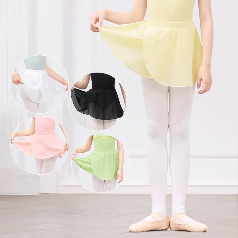 Jupe de danse en maille douce pour filles, jupe de Ballet élastique pour enfants en bas âge, Tutu en Nylon, robe courte en Tulle