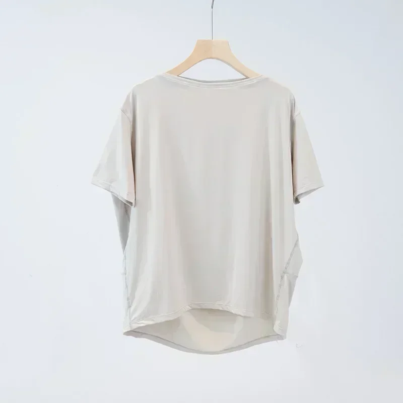 Lemon Women Back in Actio Yoga Short Sleeve Shirt Fitness Sport T-Shirt Summer Loose Breathable Soft Elastic Quick-Drying Top