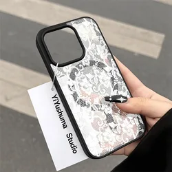Elegant Lace Printed Magnetic Clear Hard Phone Case - iPhone 12 Mini (Style1)