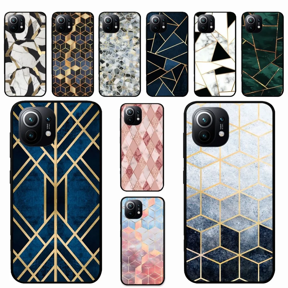 

Marble Geometric Art Phone Case For Xiaomi Mi 5X 8 9 10 11 12 lite pro 10T PocoX3pro PocoM3 Note 10 pro lite
