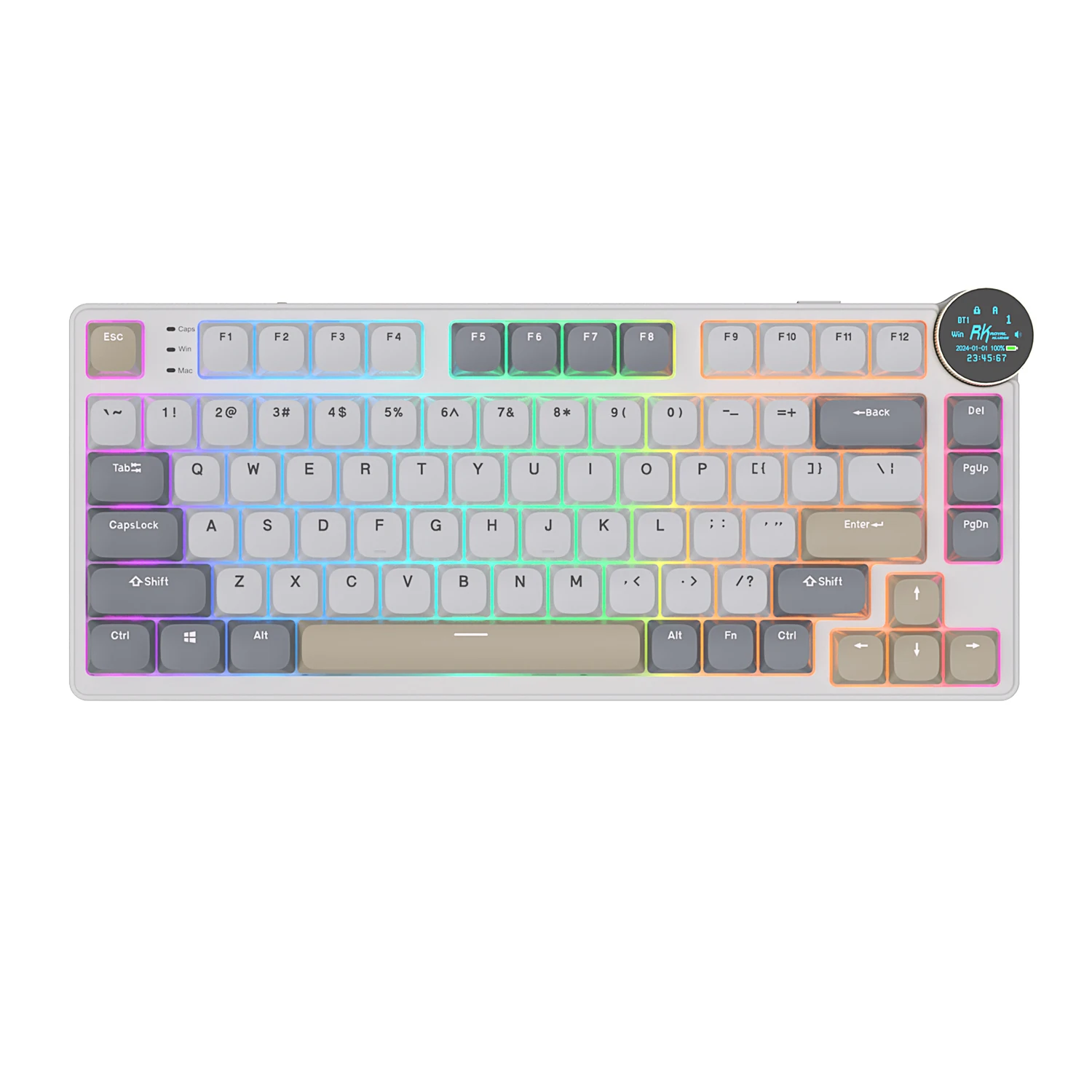 Royal Kludge rk n80ワイヤレスキーボード,Bluetooth, USB-C, 80% rgb