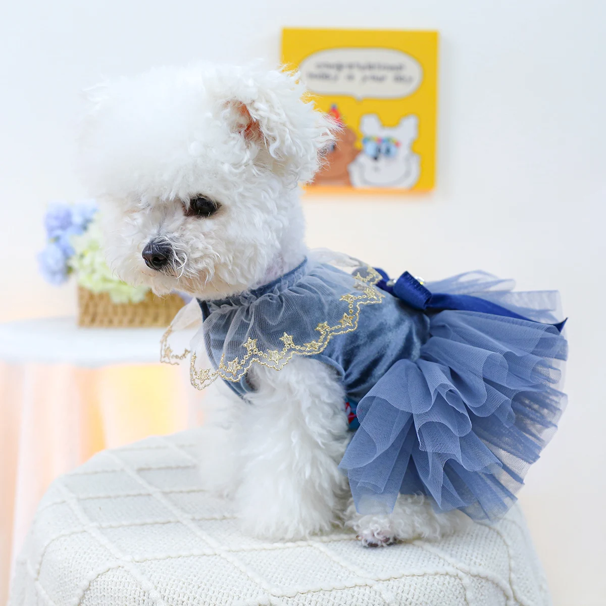 1PC Pet Clothing Spring and Autumn Blue Bow Royal Dress Dress Suitable for  Small and Medium sized Dogs - AliExpress 15