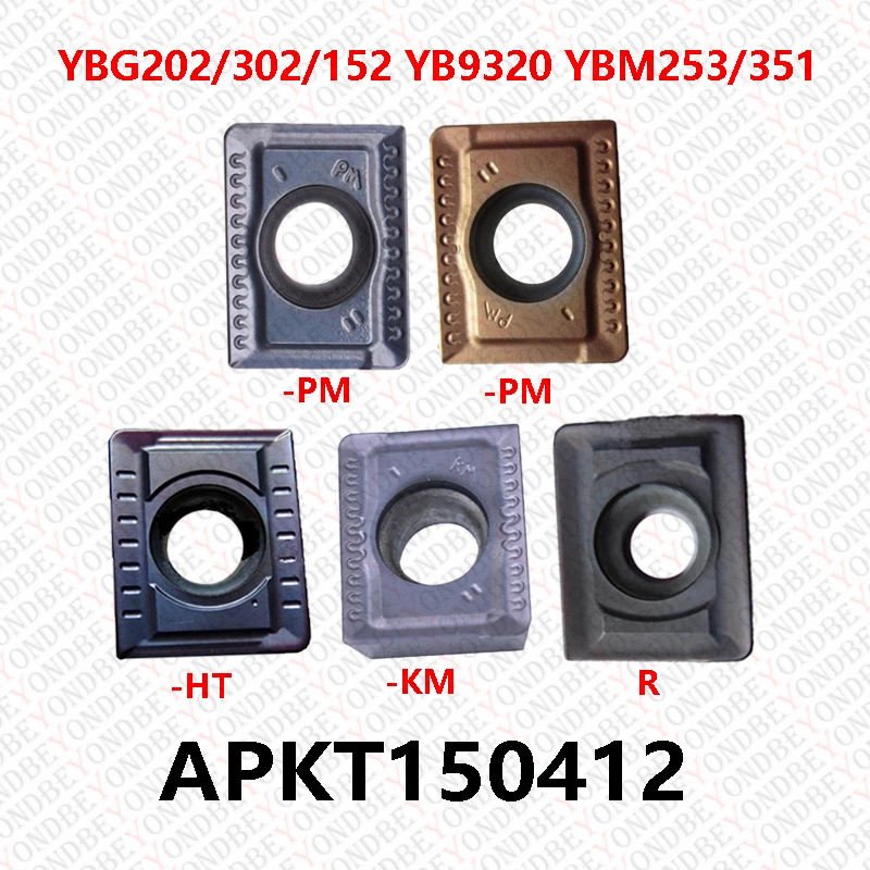 Apkt 150412 Apkt150412-Pm-Ht-Km Ybg202 Ybg302 Ybg152 Yb9320 Ybm253 Apkt150412R Ybm351 Fresa Originale Inserti In Metallo Duro