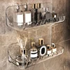Acrylic Transparent Storage Rack Bathroom Wall Mounted Punch Free Cosmetic Storage Tray Makeup Organizer Bathroom Kitchen Shelf 2
