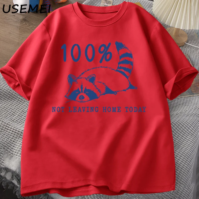 Cozy Raccoon Vintage Graphic T-Shirt - Short Sleeve Casual Wear