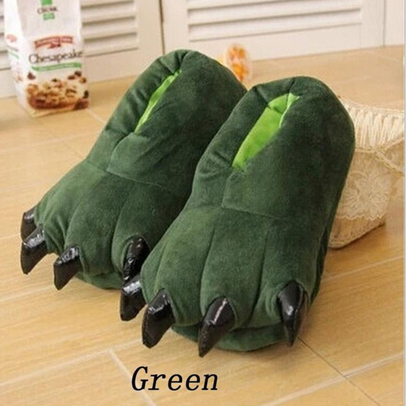 Winter Soft Warm Monster Dinosaur Paw Funny Slippers for Men Women Kids Parent-child Home House Slipper Shoes Room Cotton Shoes