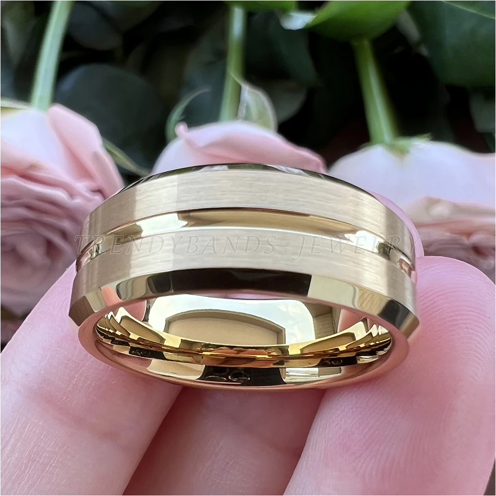 6mm 8mm Tungsten Ring for Men Women Engagement Wedding Band Beveled Edges Matte Finish Comfort Fit