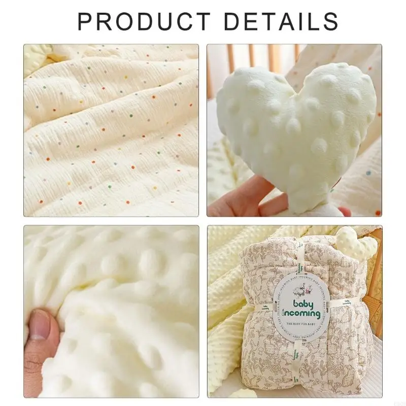 090B Plush Thickened Security Blanket Thickened Comfort Blanket Cotton Wrap Unisex Baby Excellent for Fall & Winter