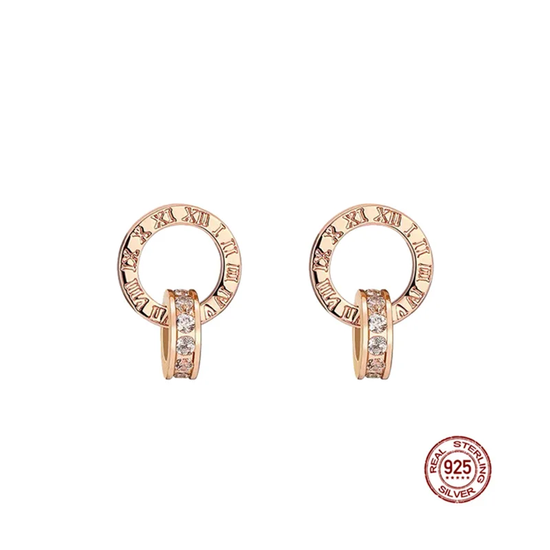 trendy clay earrings Hot 925 Sterling Silver Rose Gold Series Hoop Earrings For Women Earring Pendientes Plata De Ley 925 Original Earrings Jewelry Trendy Earrings luxury Trendy Earrings