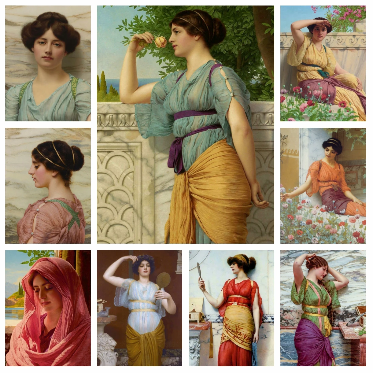 존 윌리엄 Godward 전체 드릴 다이아몬드 페인팅 초상화 포스트 모던 유럽 소녀 예술 크로스 스티치 자수 모자이크 홈 장식