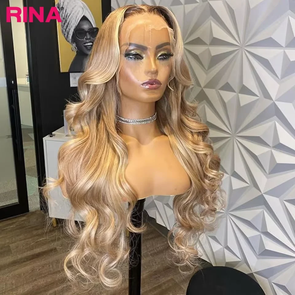 13x6 Ombre Blonde With Root Colored Lace Front Wigs For