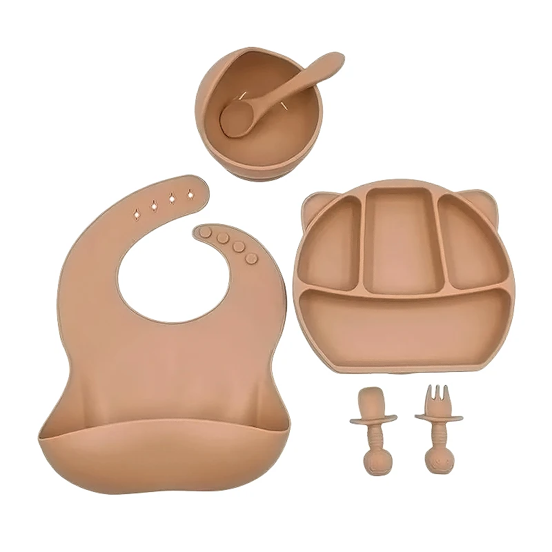 6pcs Baby Bowl & DishwareChildren's Silicone Dish Suction Cup Bowl Spoon Placemat Set Cartoon Tableware 3