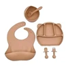 6pcs Baby Bowl & DishwareChildren's Silicone Dish Suction Cup Bowl Spoon Placemat Set Cartoon Tableware 3