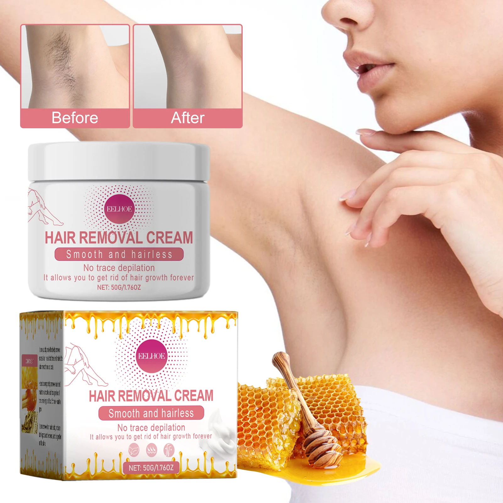 Gentle Moisturising Honey Hair Removal Cream For Smooth Skin_voghion.com