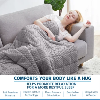 Gray Casual Weighted Blanket Twin for Adults Stress Insomnia Anxiety Heavy Thickened Blanket with Premium Glass Beads 3