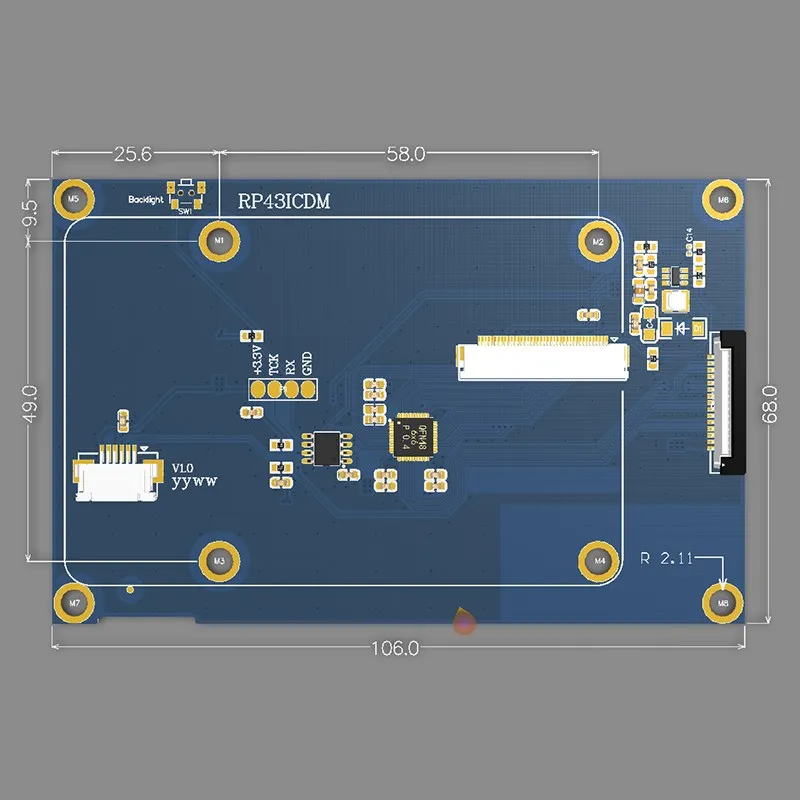 Raspberry pi Capacitivo Touch Screen Monitor 4.3 Polegada Dsi Mipi Tft 4b 3b Mais 3b - Imagem 5
