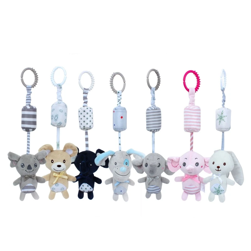 

Baby Stroller Rattle Toy Pushchair Wind Chime Pram Pendant Crib Hanging Bed Bell Cartoon Animal Plush Doll Infants Toy G99C