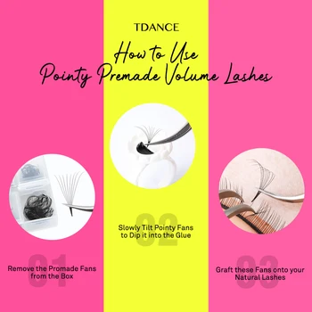 TDANCE 1000 Fans Loose Fan Mixed Length Pointy Base Premade Fans Sharp Thin Slim Medium Stem Volume Russian Eyelashes Extensions 6