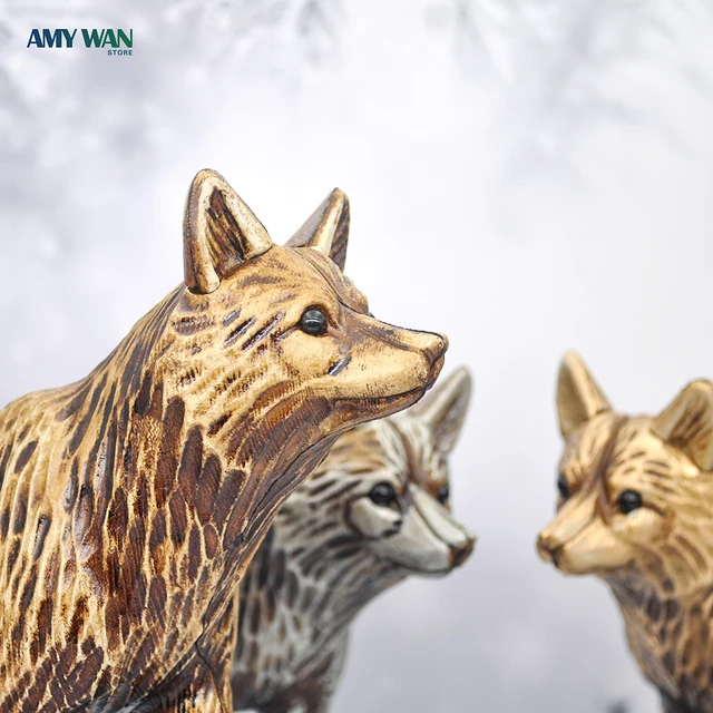 3 Színes Retro Farkas Szoborművész Otthoni Dekoráció Szoba- És Könyvespolc Szekrény Szobor Kerti Állati Díszek Kézműves Játékok - Image 4