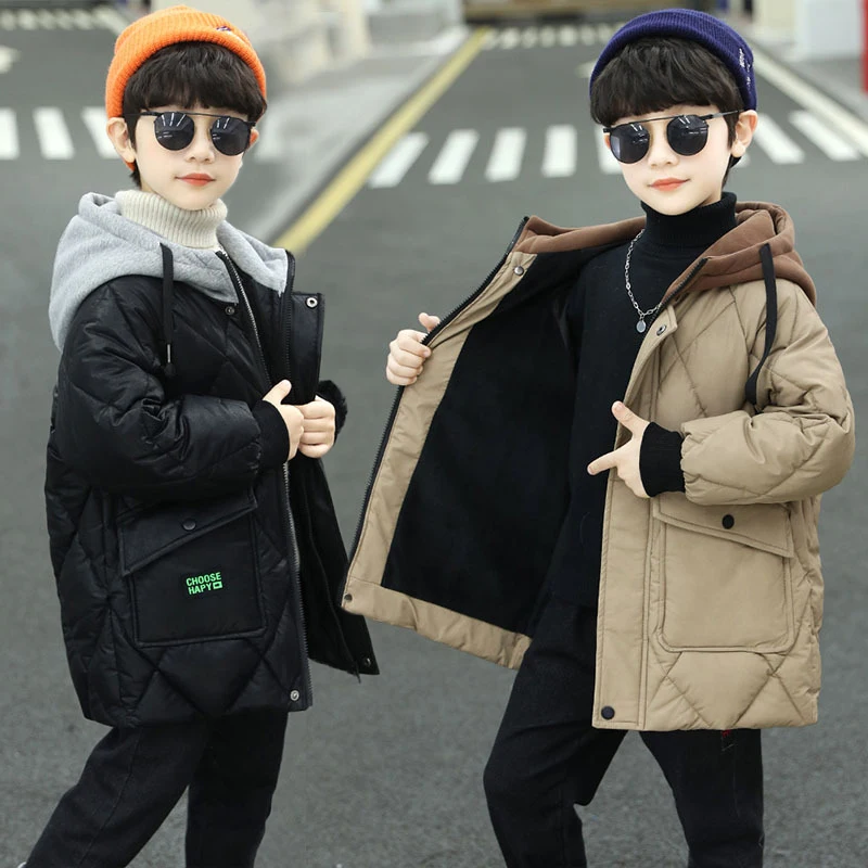 

Keep Warm Thicken Winter Jacket For Boys Coat Waterproof Hooded Children Outerwear Clothing 4 6 8 10 12 Years Teenage Kids Parka