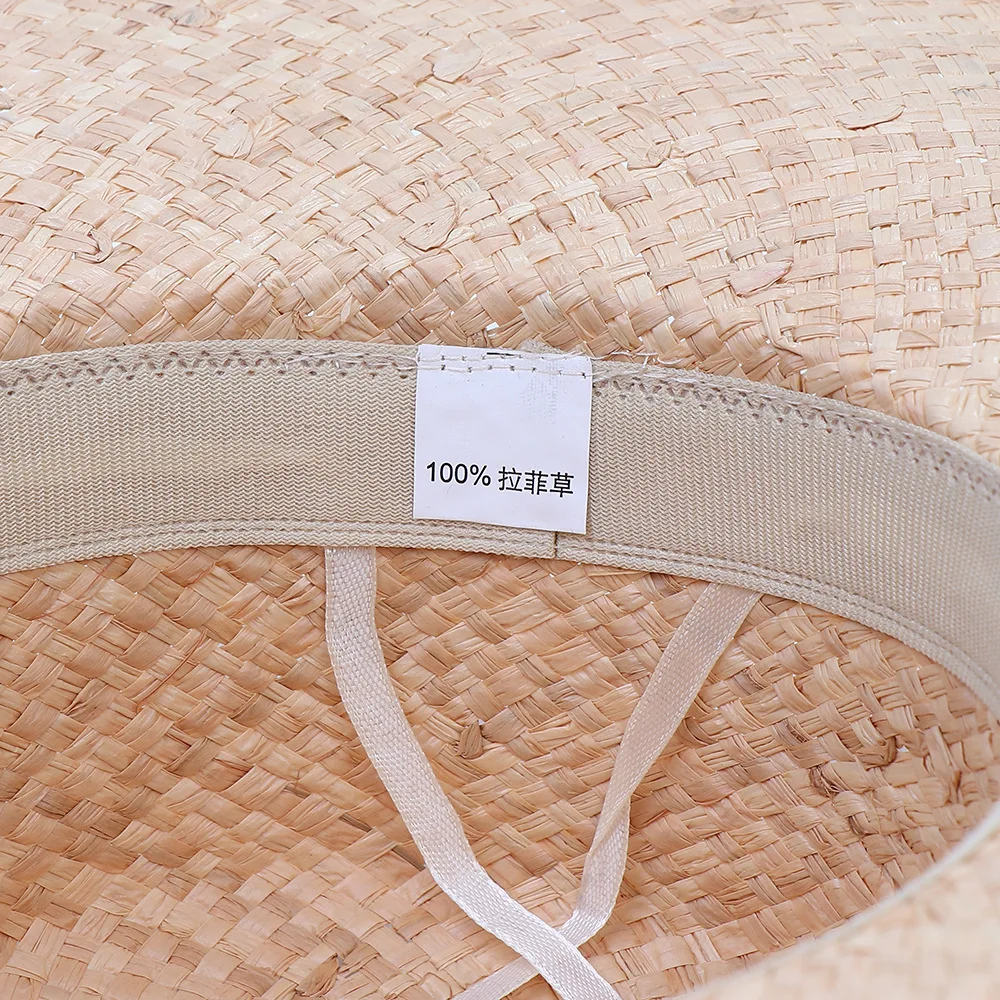 DIY natürlicher Basthut Körper Millinery Sommer Strohhut breite Krempe Panamahut Kentucky Derby Sonnenhut mit Bommel Blumengürtel Schleife – Detail 19