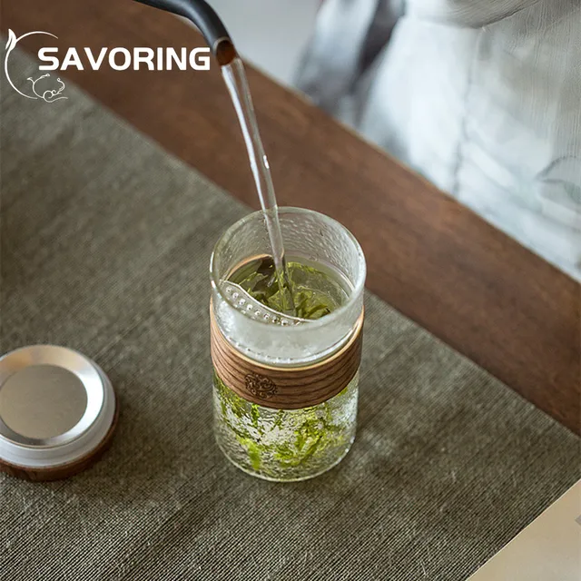 225/350Ml Japán Stílusú Kalapácshold Félhold Személyes Pohár Szűrő Fa Ház Háztartási Hőálló Üveg Tea Csésze Ajándékok - Image 2