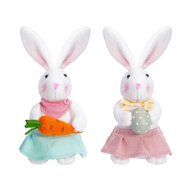 

Easter Day Rabbit Decorations with Eggs Handmade Plush Gnome Desk Ornament