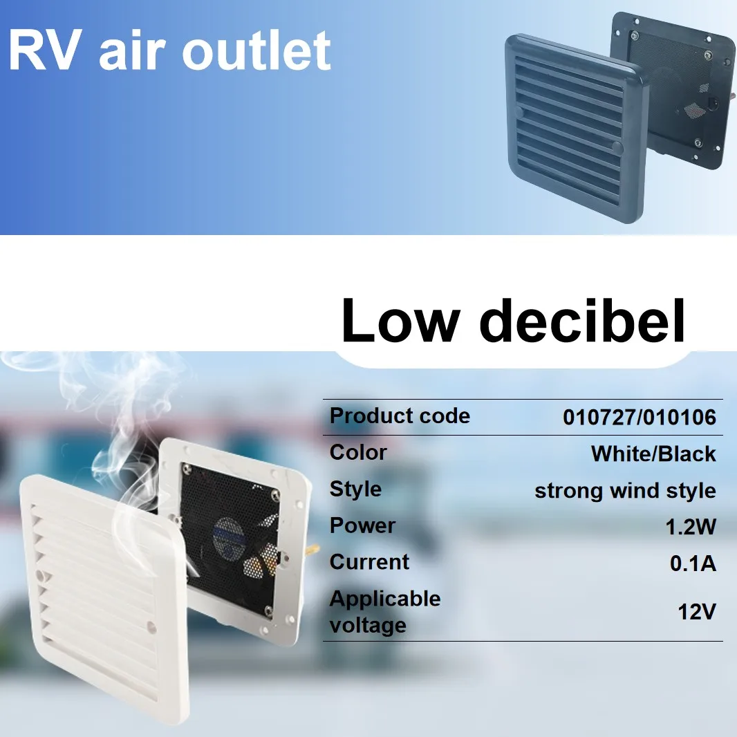12V 8W White Fridge Vent with Fan for RV Trailer Caravan Side Air Silence Exhaust Automobile Accessories Car Styling Camper rv ventilation fan,fridge vent grille