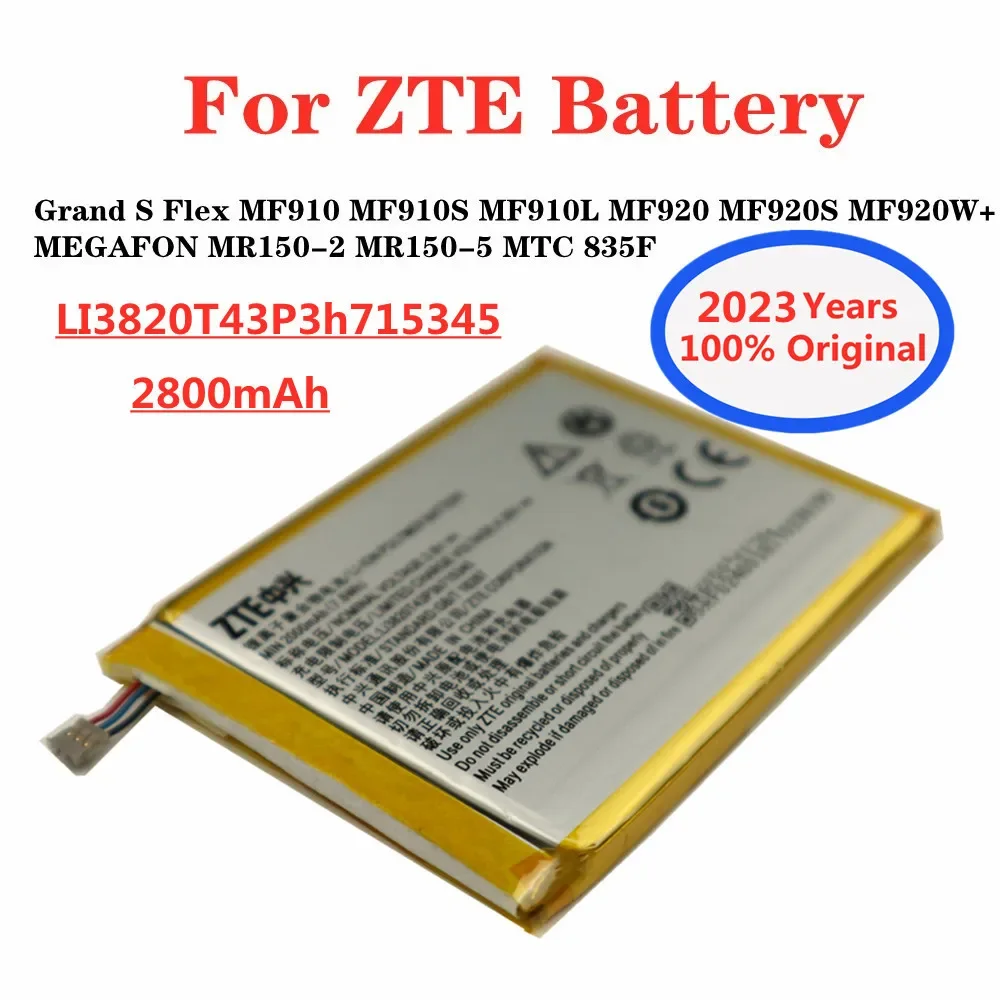 

2800mAh Original Battery LI3820T43P3h715345 For ZTE Grand S Flex MF910 MF910S MF910L MF920 MF920W+ MEGAFON MR150-5 835F Router